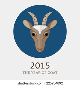 Vector illustration of goat, symbol of 2015. Element for New Year's design.Flat design. Can used as greeting card.