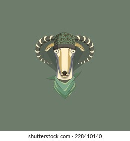 Vector illustration of goat, symbol of 2015. Element for New Year's design. Image of 2015 year of the goat.