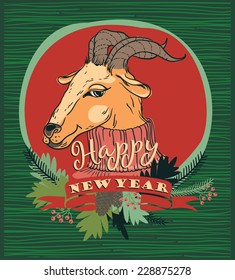 Vector illustration of goat, symbol of 2015.  Element for New Year's design. Image of 2015 year of the goat.