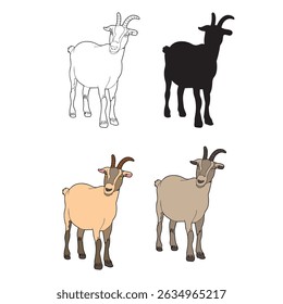 ilustração vetorial de cabra em várias aparências