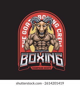 Vector Illustration of Goat Wearing Boxing Gloves with Detailed Illustration Available for Logo Badge