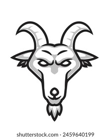 Vektorillustration eines Ziegengesichts, das für Merchandisen, Marken und Profile von Spielern, Sportvereinen oder YouTubern sehr gut geeignet ist