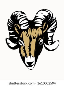 Vector - Illustration of Goat's head, vector cartoon image. 