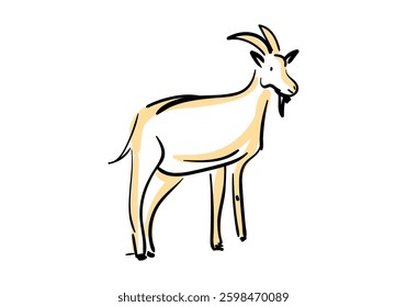 vector illustration of a goat's head, drawn in a modern and artistic style.