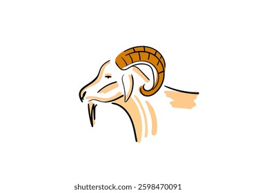 vector illustration of a goat's head, drawn in a modern and artistic style.