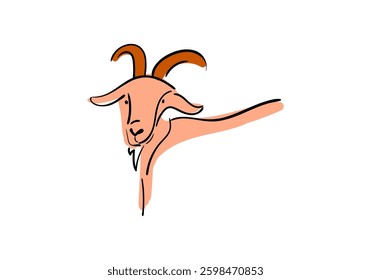 vector illustration of a goat's head, drawn in a modern and artistic style.