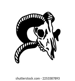 vector illustration of a goat's head skull
