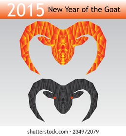 Vector illustration of a goat's head, the symbol of the new year.