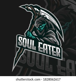 Vector Illustration of God of Death with Sickle for Esports Team or Group...