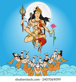 vector illustration god shiva and Parvati
