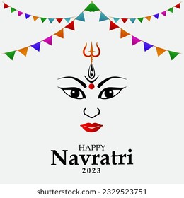 Vector illustration of goddess durga for happy navratri design template.