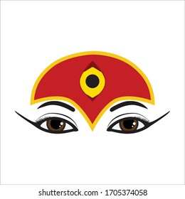 Vector illustration of Goddess Kumari's eyes. Kumari is also known as Living Goddess of Nepal.
