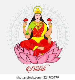 Vector illustration of goddess Laxmi for diwali festival.