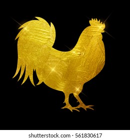 Vector Illustration of Godlen Fire Rooster, Symbol of 2017 Year on the Chinese Calendar. EPS10 