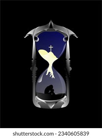 vector illustration, God's hand always accepts you and God's love does not change. editable vector image