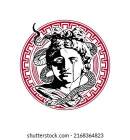 vector illustration of god's head with snake