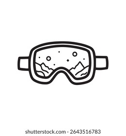 Vector illustration of goggles for alpine skiing and snowboarding. hand drawing. Sketch, sketch, doodle style