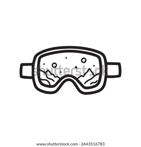 Vector illustration of goggles for alpine skiing and snowboarding. hand drawing. Sketch, sketch, doodle style
