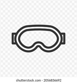 Vector illustration of goggles icon in dark color and transparent background(png).