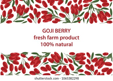 vector illustration of goji berry and leaf design background white and berry and text fresh farm product 100% natural EPS10