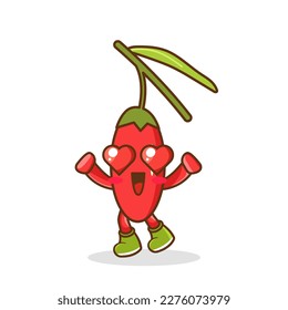 vector illustration of goji berry mascot or character with love eye