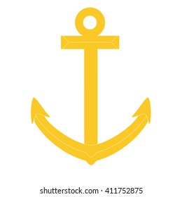 Vector illustration gold anchor. Golden anchor icon. Captain symbol