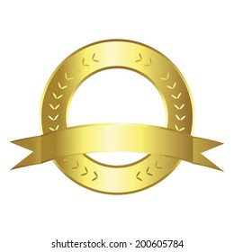 Vector illustration of Gold award with ribbon