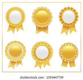 vector illustration of gold award rosette set 1