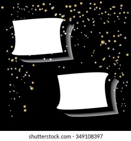 Vector Illustration of a gold Background with Confetti, Background with Confetti in white and black