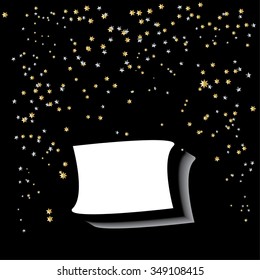 Vector Illustration of a gold Background with Confetti, Background with Confetti in white and black