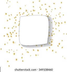 Vector Illustration of a gold Background with Confetti, Background with Confetti in white 