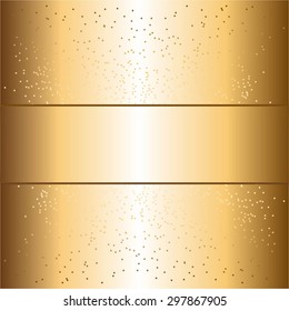 Vector illustration of Gold background with sparkles. Gold ribbon.