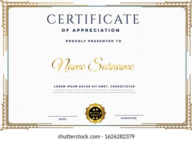 Vector illustration of a gold background texture certificate.
