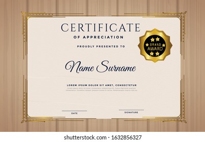 Vector illustration of a gold background texture certificate.