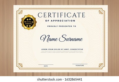 Vector illustration of a gold background texture certificate.