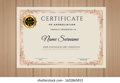 Vector illustration of a gold background texture certificate.
