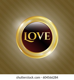 Ilustración vectorial de la insignia Gold con el amor de texto dentro
