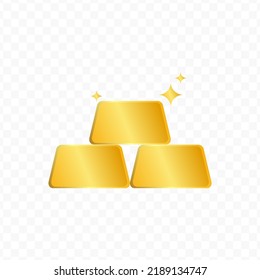 Vector illustration of gold bar. Colored vector for website design .Simple design on transparent background (PNG).