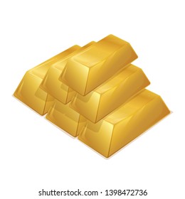Vector illustration of gold bar isolated on white background.
