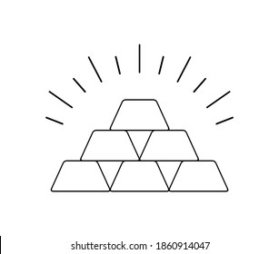 Vector illustration of gold bars. Icon on white background