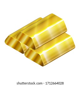 Vector illustration. Gold bars in isometric style. With gold gradient coloring.