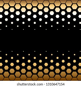Vector illustration of Gold black abstract background. Golden texture. Geometric figure hexagon.