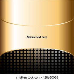 Vector illustration of Gold black abstract background. Text on a gold ribbon.