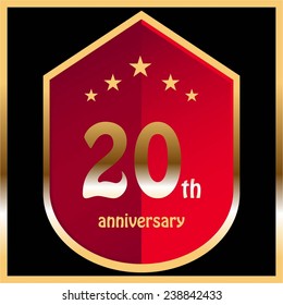 Vector illustration of Gold black background.  20 th anniversary.