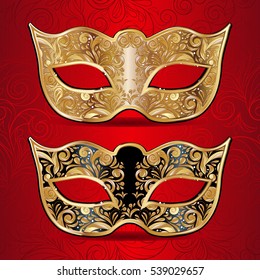 Black Gold Red Masquerade Mask Images, Stock Photos & Vectors
