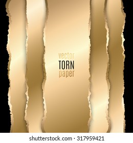 Vector illustration Gold and black torn paper. Template background.
