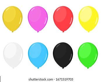 Vector illustration of gold, black, white, purple, yellow and red balloons on a transparent background