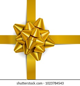  Ilustración vectorial. Arco dorado para regalos de embalaje