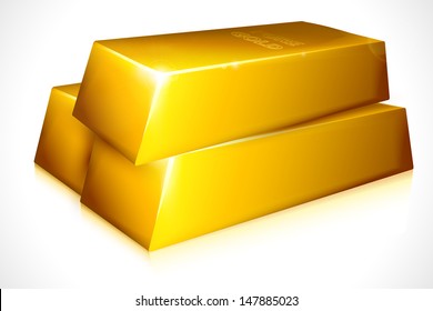 vector illustration of gold brick against white background