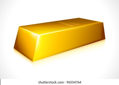 vector illustration of gold brick against white background